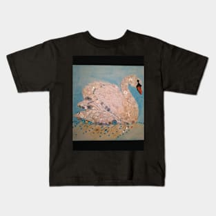 Swan button mosaic collage artwork Kids T-Shirt